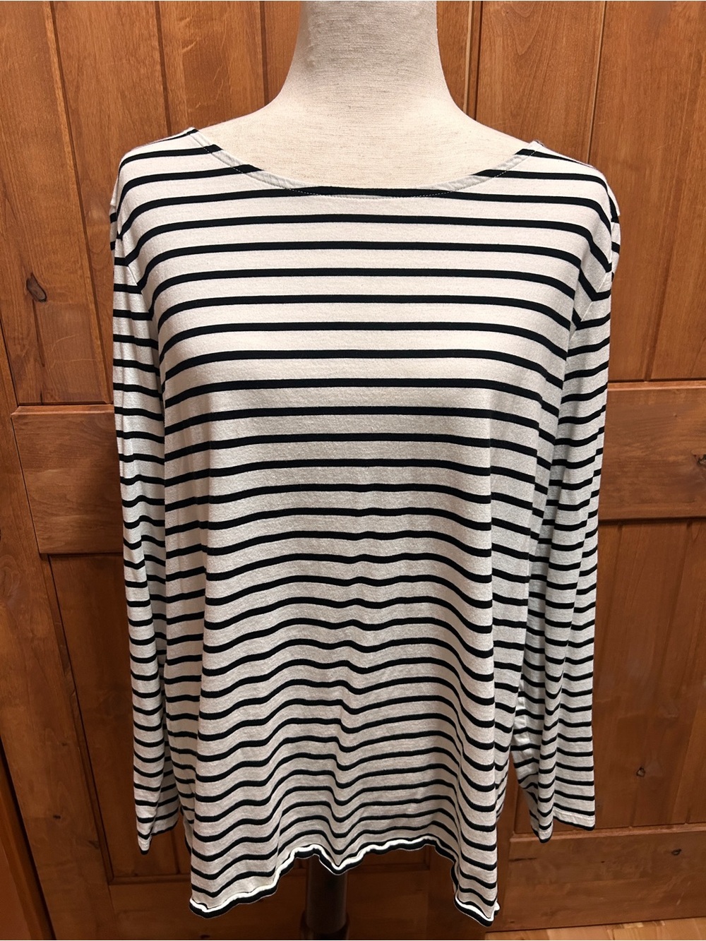 Boden Women's Breton Boat Neck black & White Striped Top